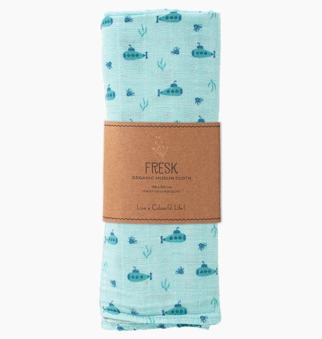 Fresk Swaddle 100% cotone organico - 120x120 cm - Submarine - Apple Pie