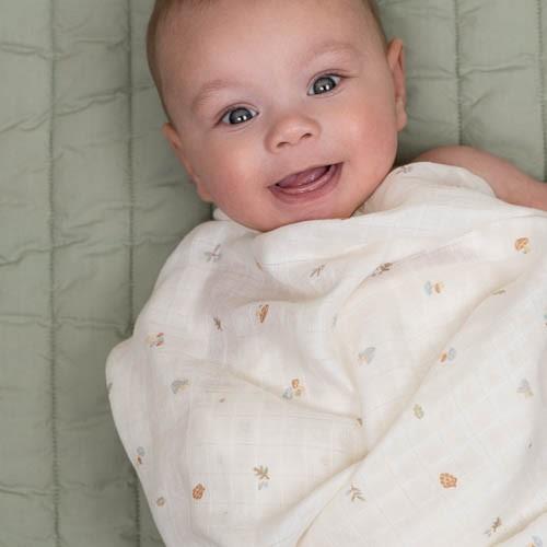 Little Dutch Swaddle in Mussola 120 x 120 cm - Forest Treasures - Apple Pie