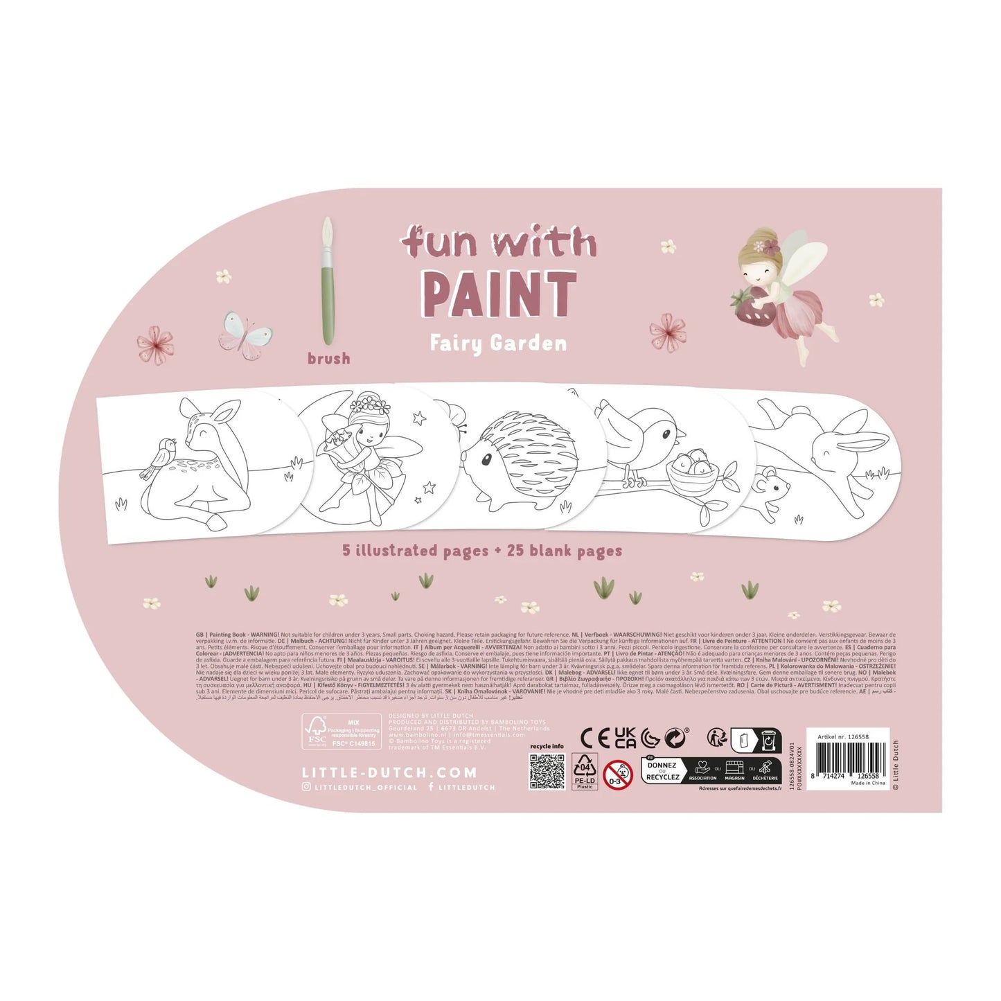 Little Dutch – Paint Book Fairy Garden – Libro da dipingere con acquerelli 3+