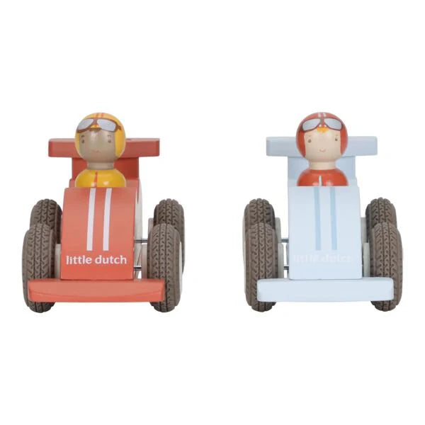 Little Dutch – Set macchine da corsa a retrocarica in legno (Multicolore, 2+ anni)