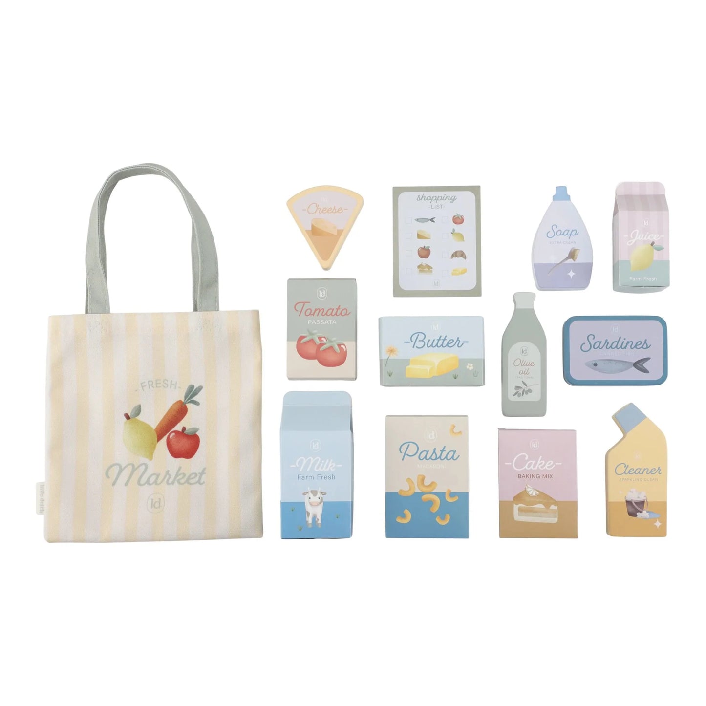 Little Dutch – Carrello della spesa in legno verde con accessori (3+ anni)