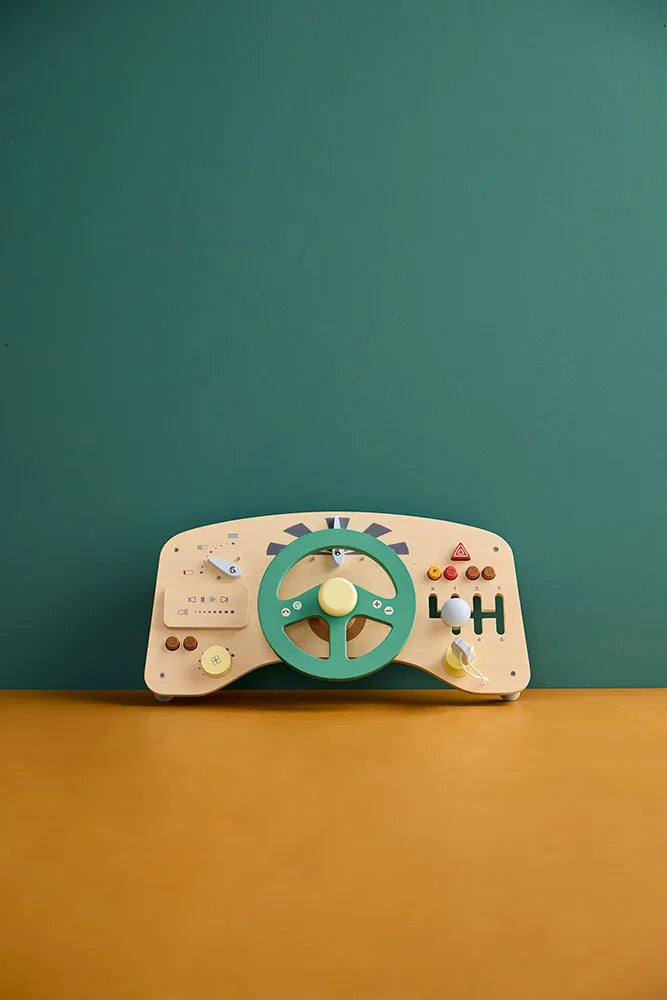 Activity Board Car in legno FSC – Tavoletta attività guida (18+ mesi)