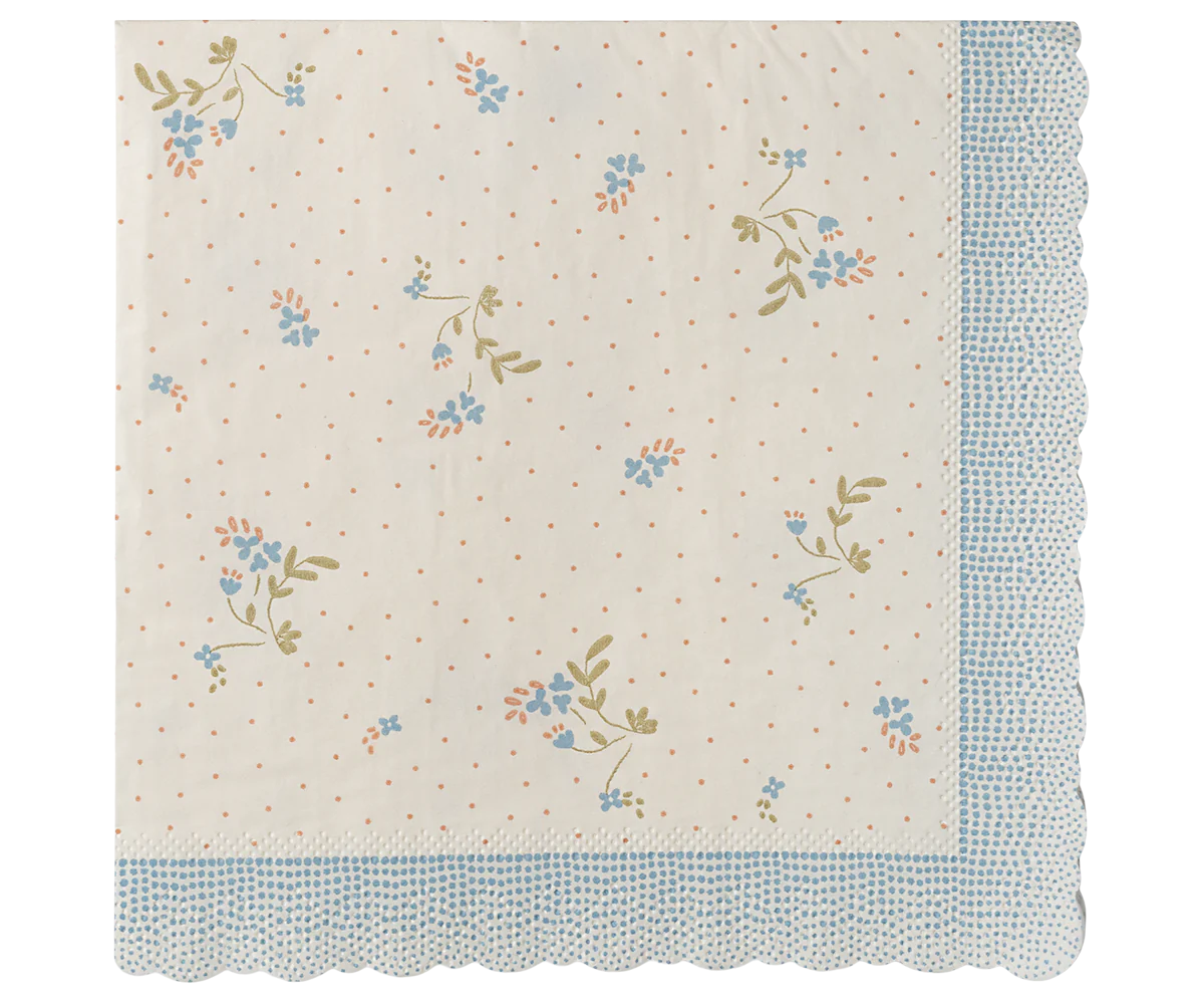Tovagliolini di carta Maileg con fiori blu – set da 20 per decorare la tavola - Apple Pie