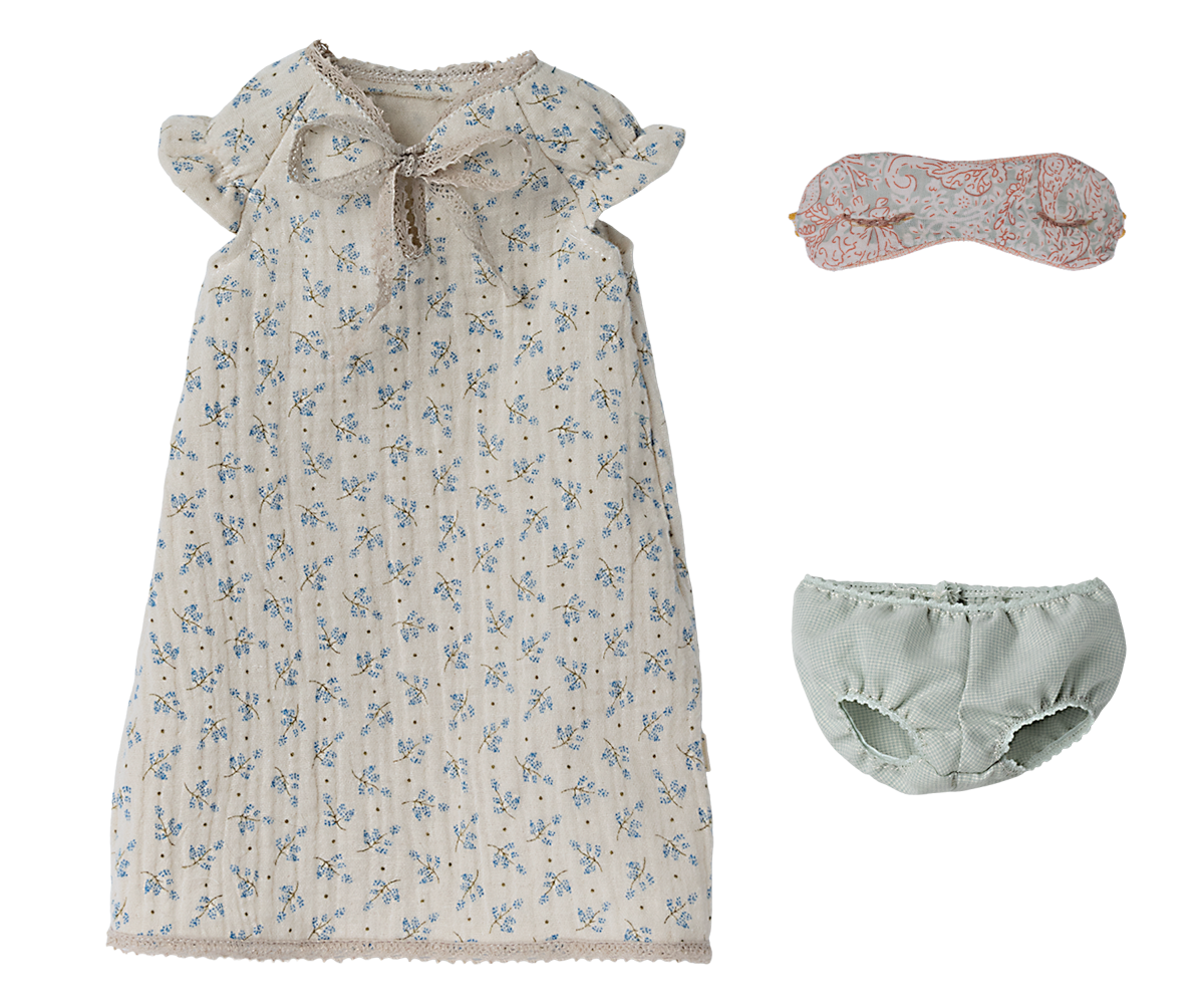 Maileg Topo Maxi con Camicia da Notte e Mascherina – 49 cm