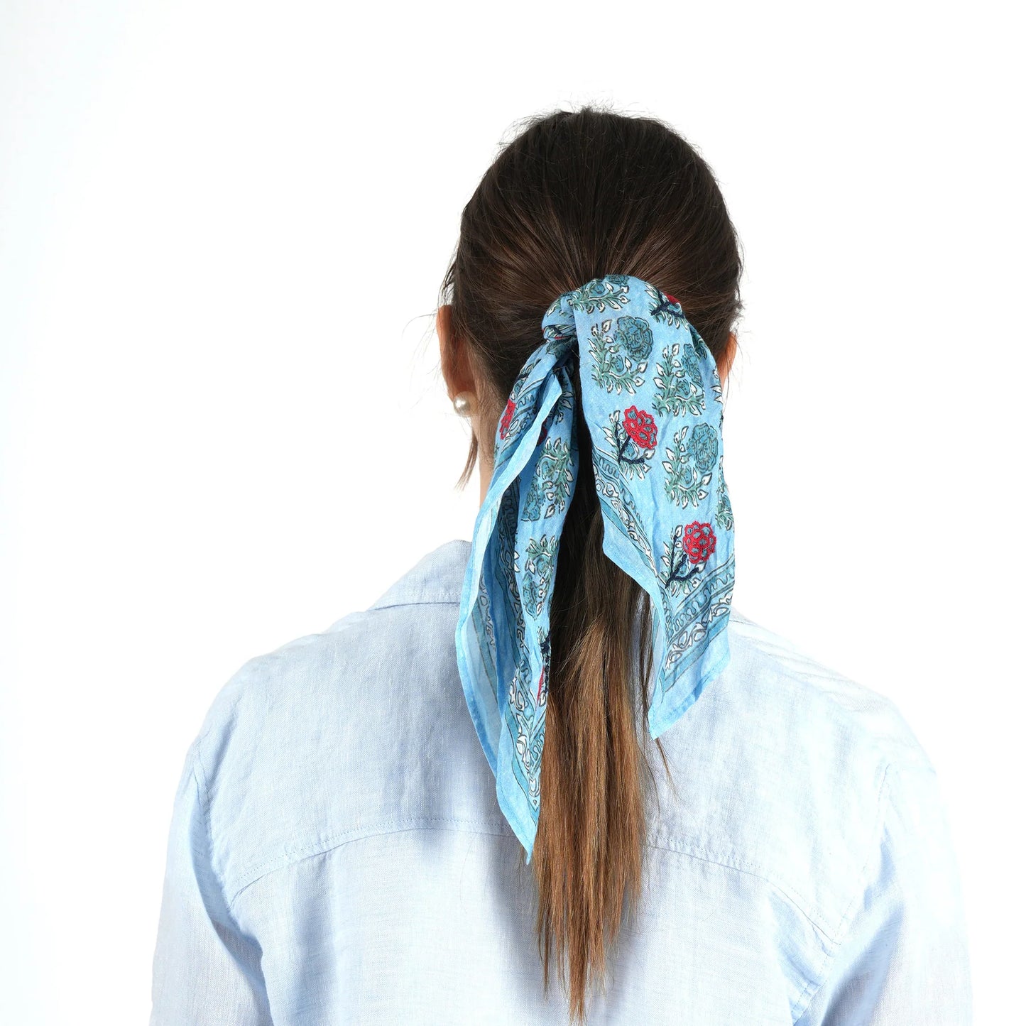 Bandana Vismaya Azure Rose Garden Blu| Bandana in Cotone Ricamata