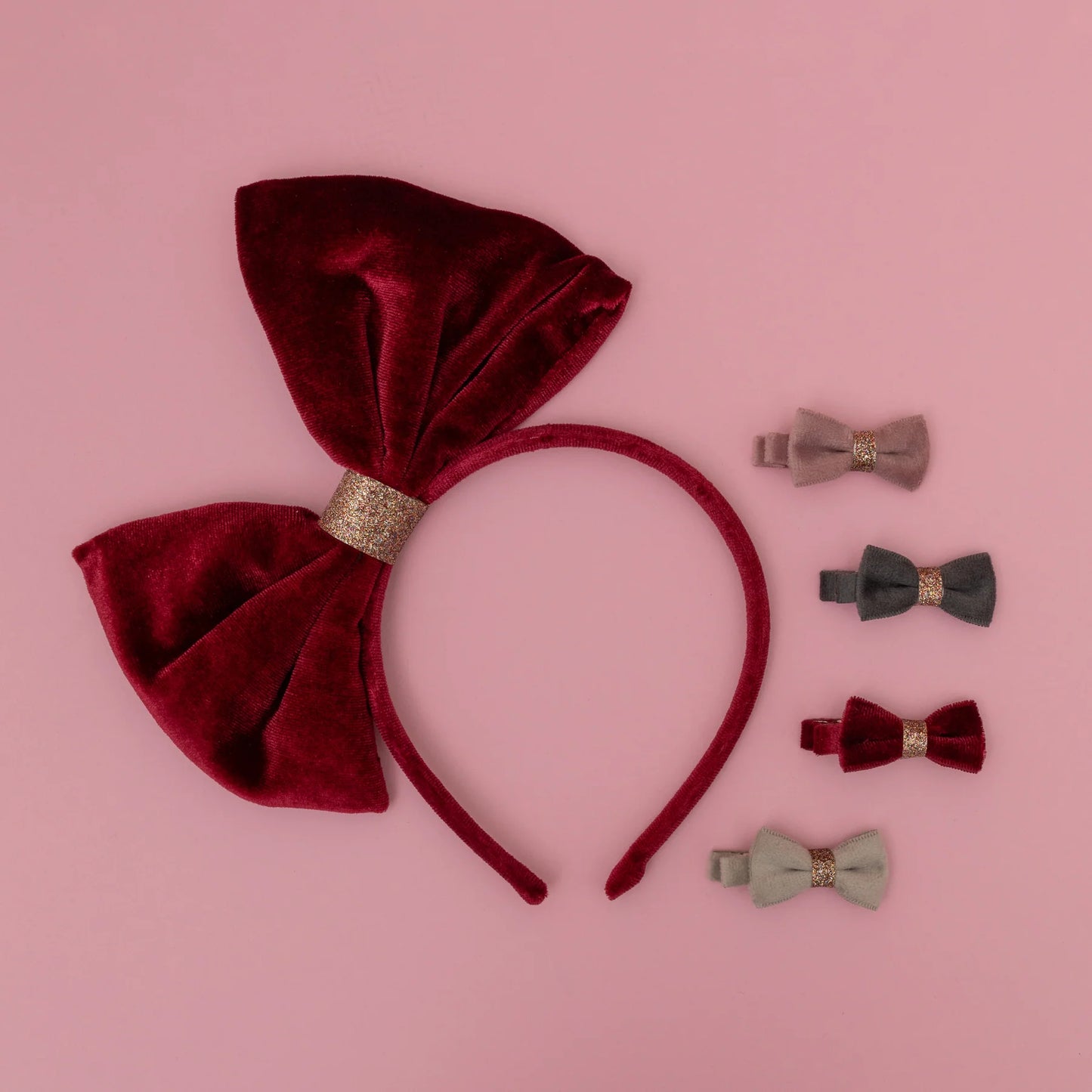 Mimi & Lula – Cerchietto con Maxi Fiocco in Velluto Bordeaux