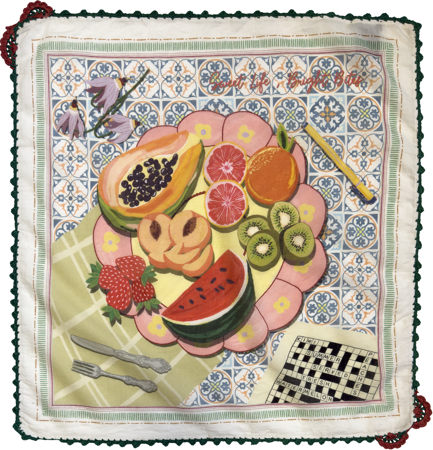 Bandana Vismaya Light Olive| Bandana in Cotone Ricamata