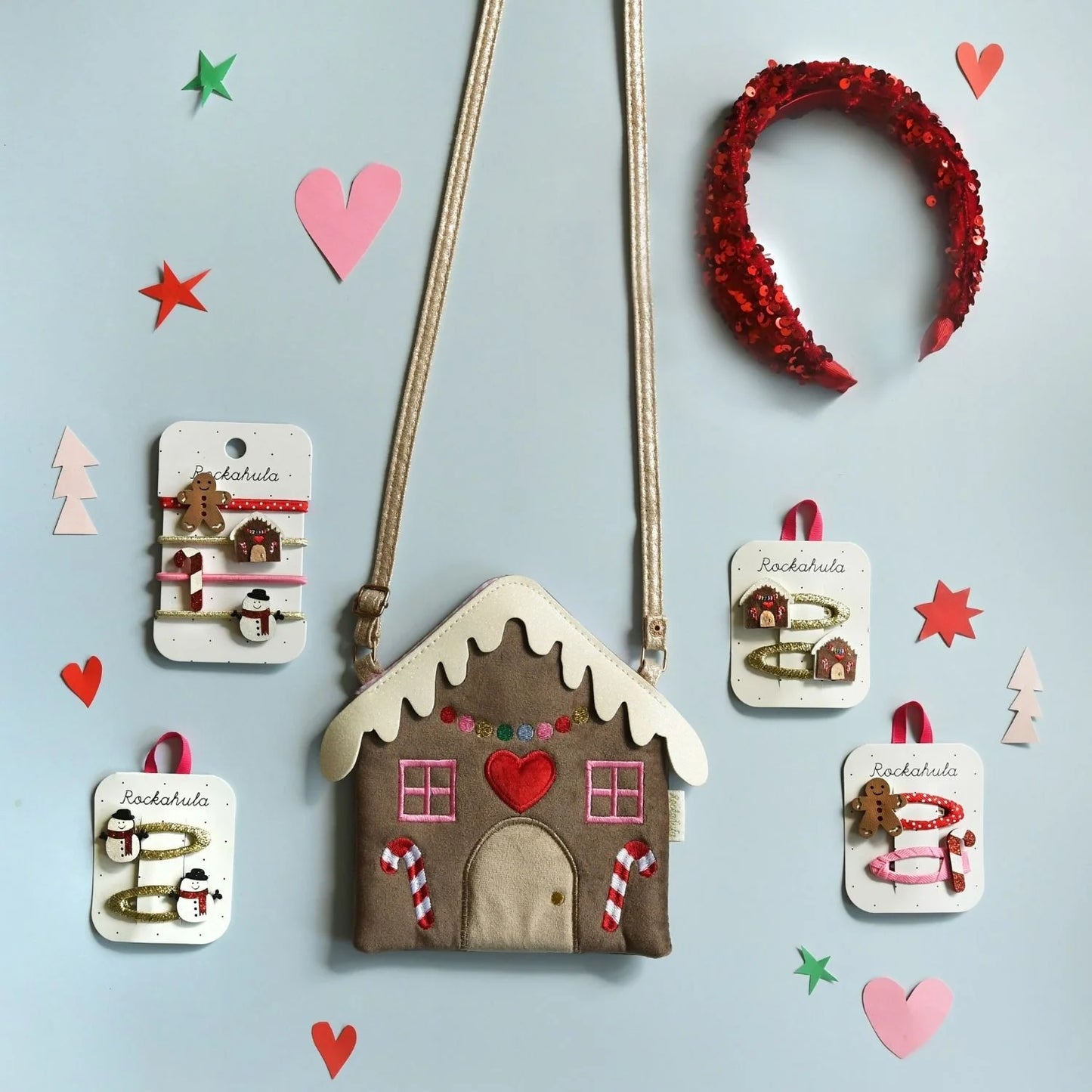 Rockahula Jolly Gingerbread Man Clips – Mollette Pan di Zenzero Natalizie per Bambina