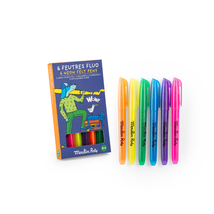 Moulin Roty – Set 6 Pennarelli Fluo – Collezione Les Loufoques