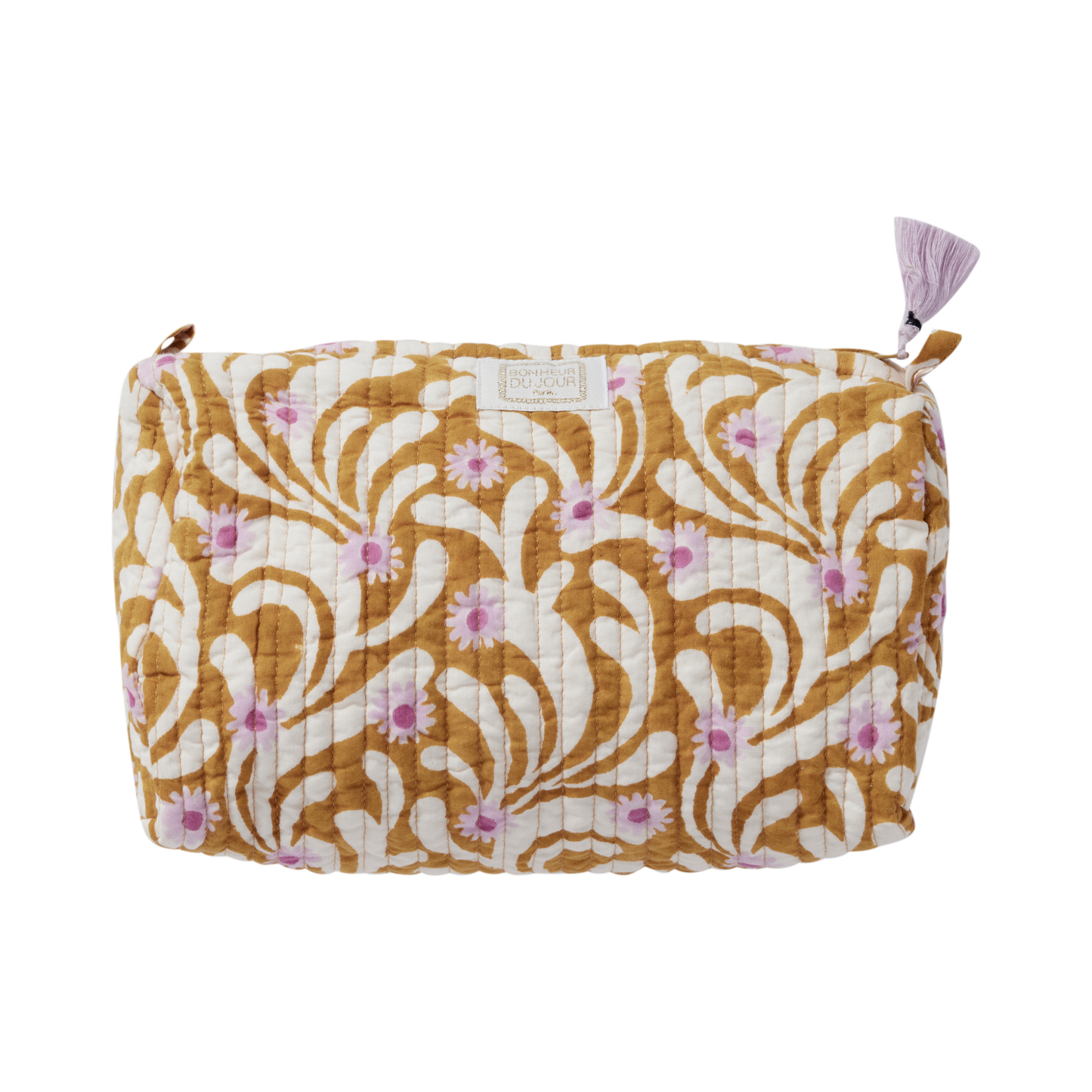 Bonheur du Jour – Pochette Beauty Poppy Olive in cotone trapuntato