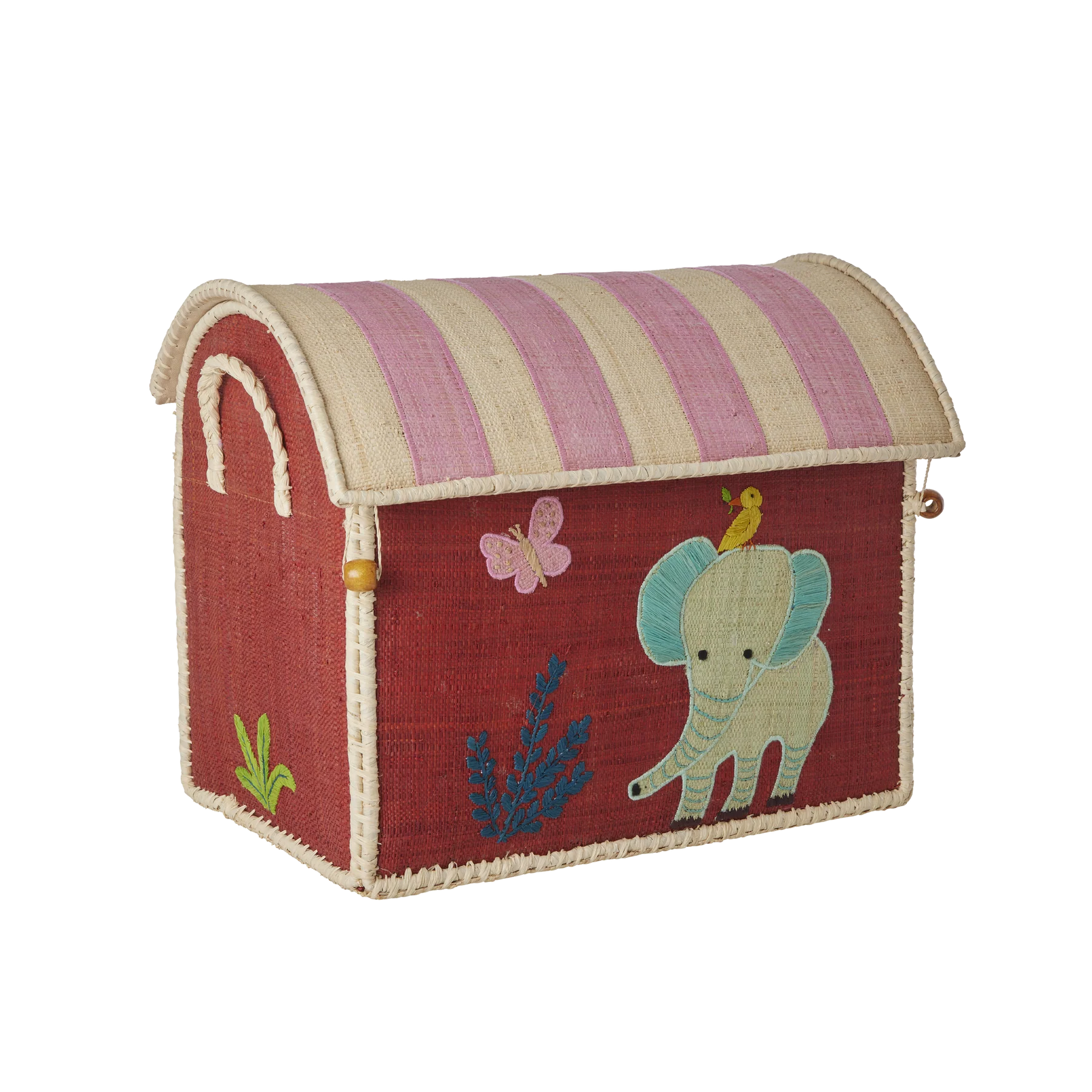 RICE Cesto Giochi in Rafia Sweet Jungle - Piccolo - Apple Pie