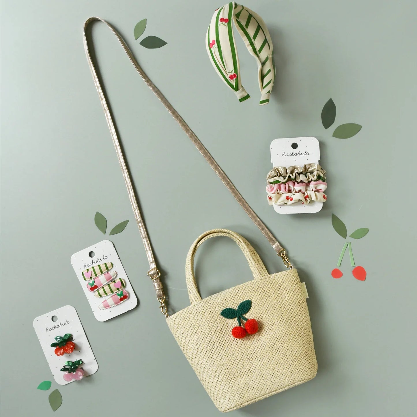 Borsa Cestino Rockahula Ciliegie in Raffia con Tracolla – Crochet Cherry