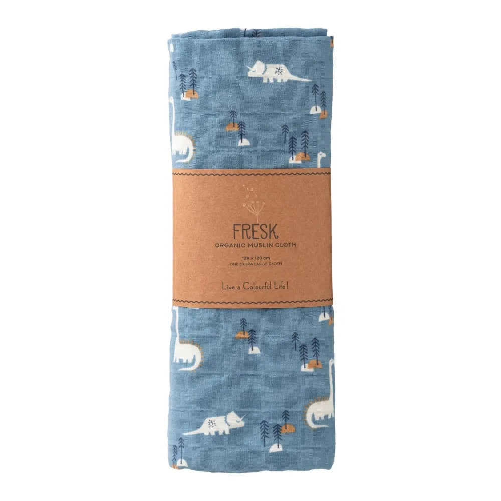 Fresk Swaddle 100% cotone organico - 120x120 cm - Dino - Apple Pie