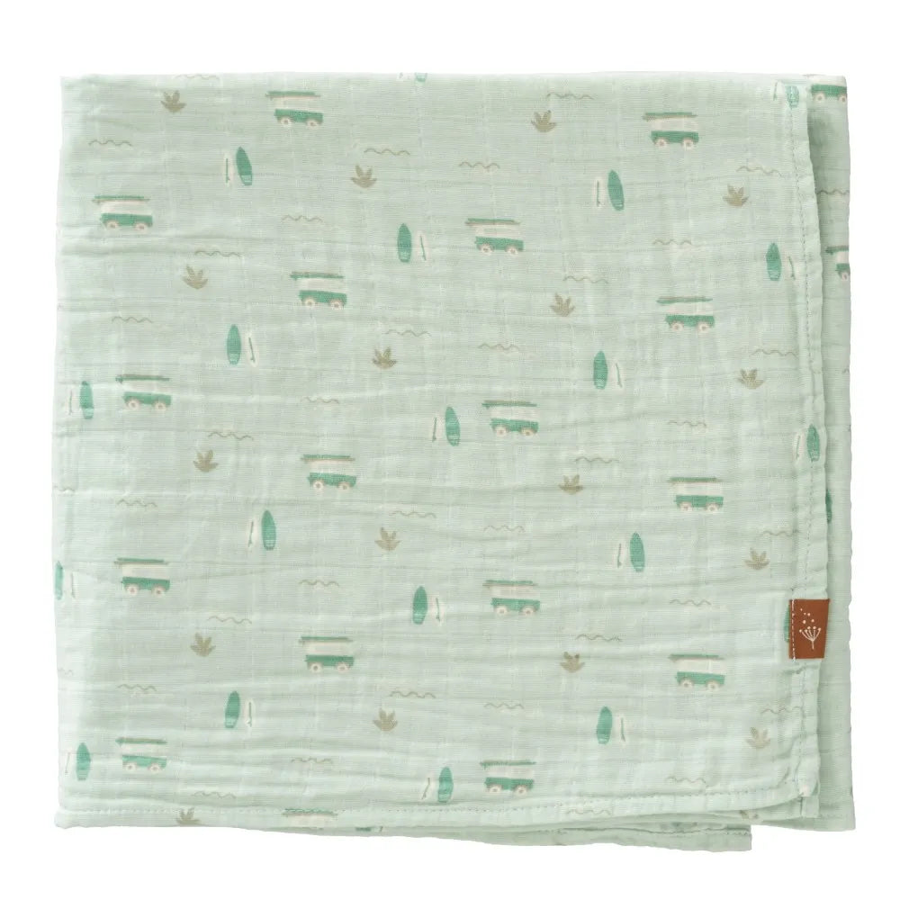 Fresk Swaddle 100% cotone organico - 120x120 cm - Surf Boy - Apple Pie