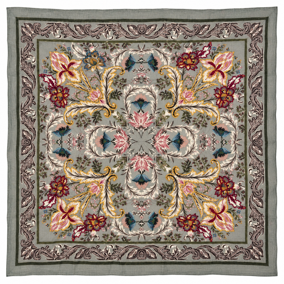 Vismaya – Bandana Grey in Cotone Ricamata (Grigio)