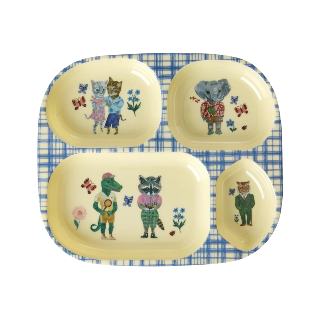 RICE Piatto a 4 scomparti in Melamina - Nathalie Lete blu - Apple Pie