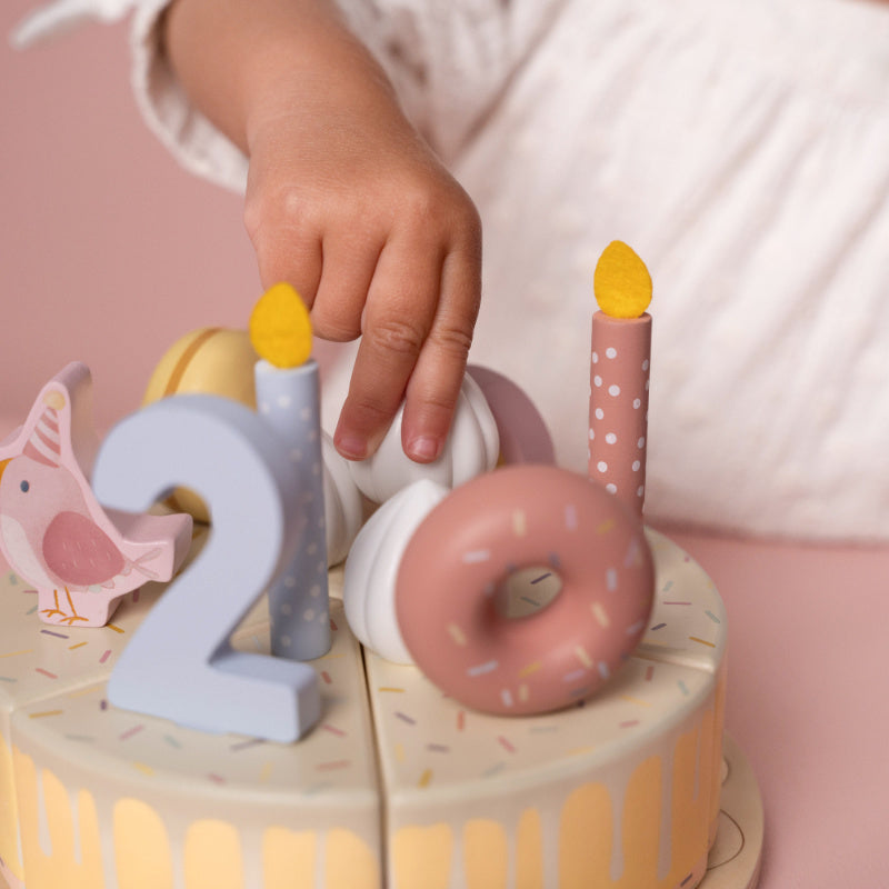 Gioco creativo bambini 3 anni Little Dutch torta di compleanno in legno rosa