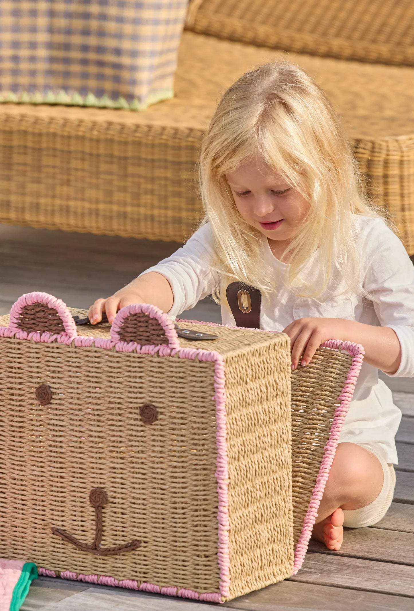 Valigia Orso Rosa Rice Denmark – Contenitore Decorativo per Cameretta Bambini