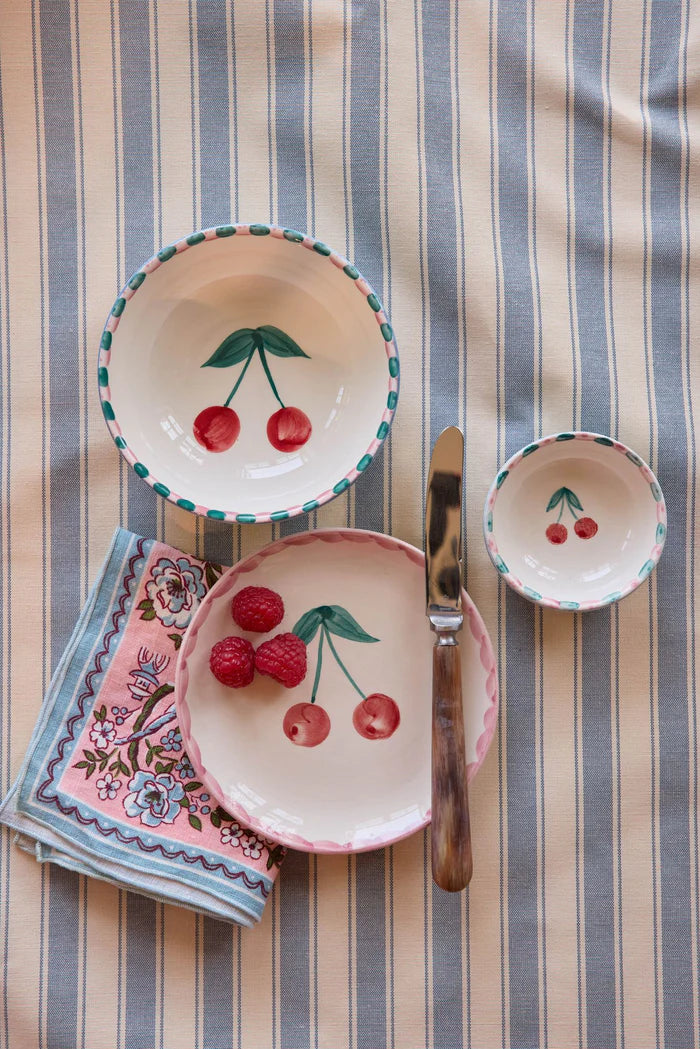 RICE "Ciotolina in Ceramica Cherries Blu" Dipinta a Mano - IN ARRIVO
