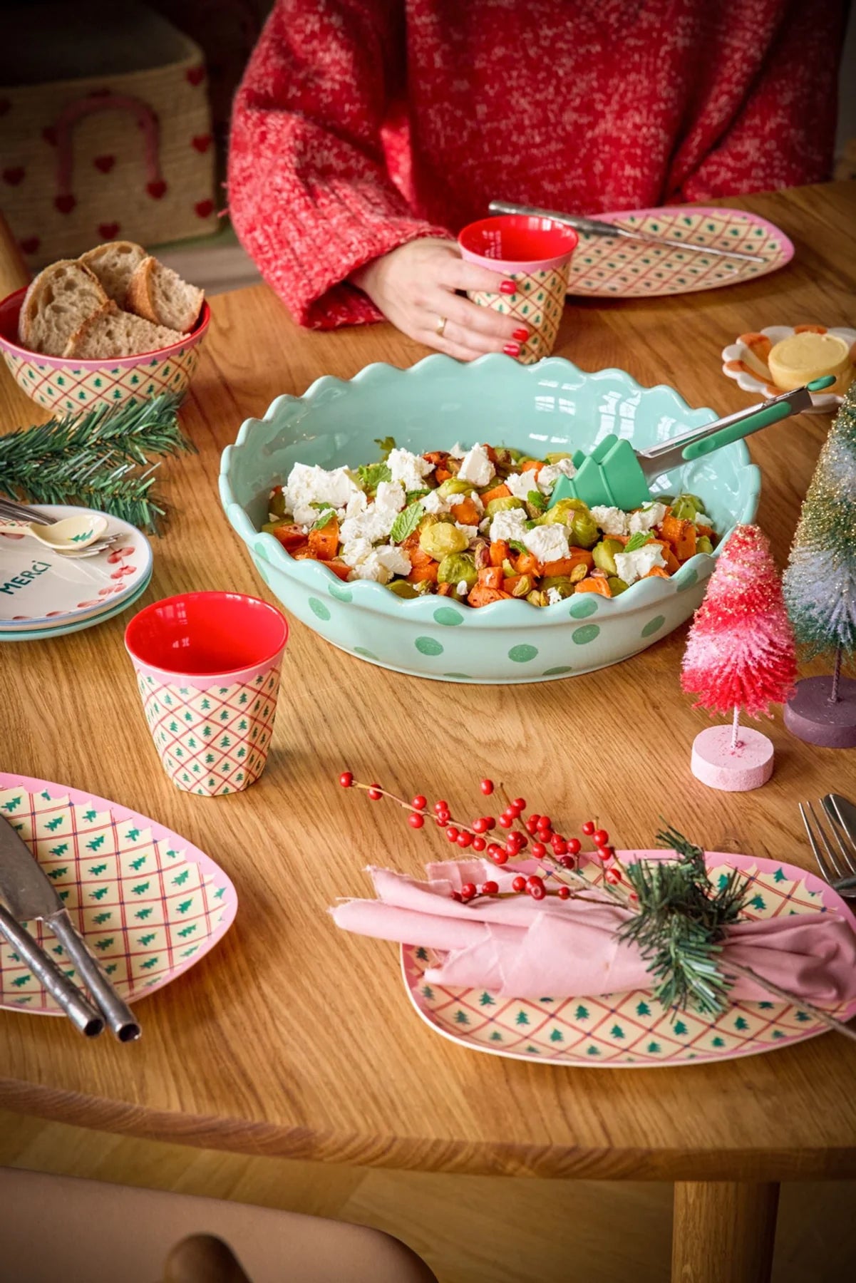 Rice Tazza Media in Melamina – Crema – Stampa Diamond Christmas Tree