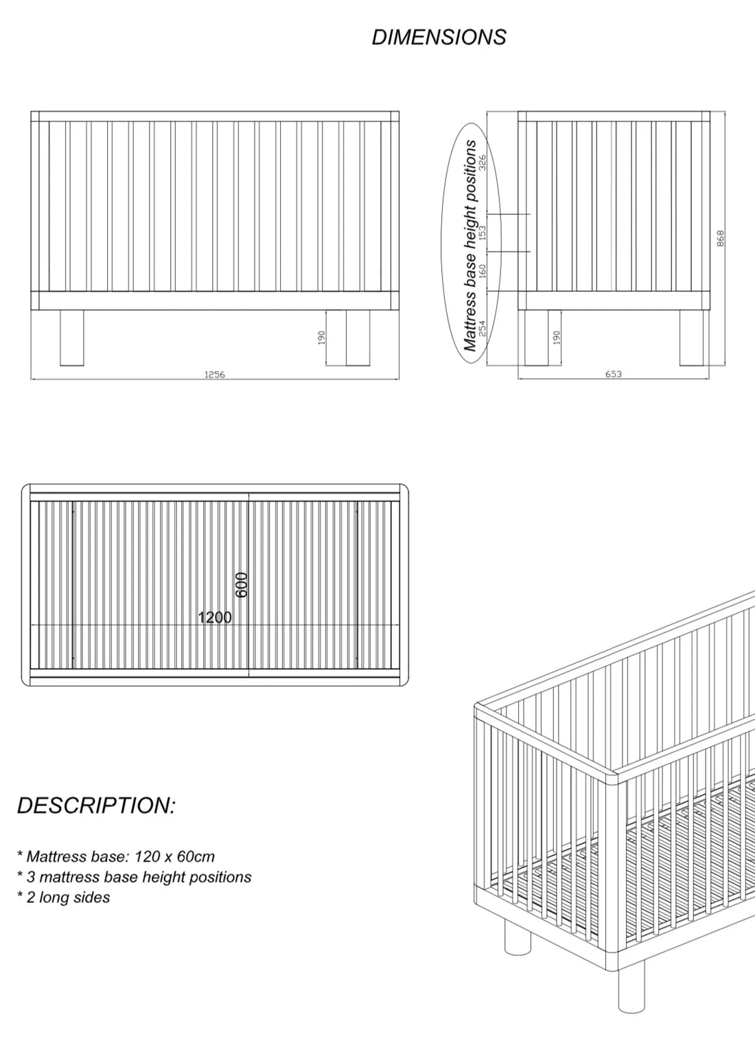 Lettino con le sbarre Nox Cot - Legno Naturale - Apple Pie