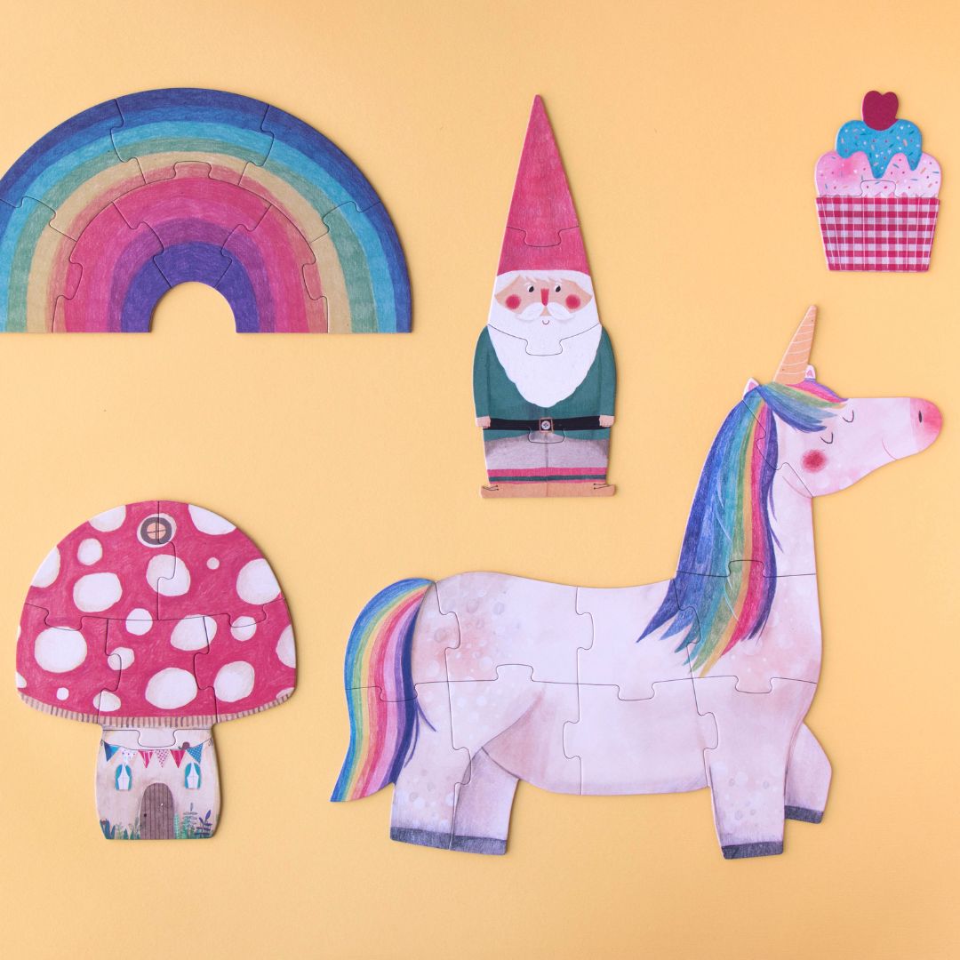 Londji – 5 Puzzle progressivi e reversibili Happy Birthday Unicorn – Puzzle educativi bambini 3+