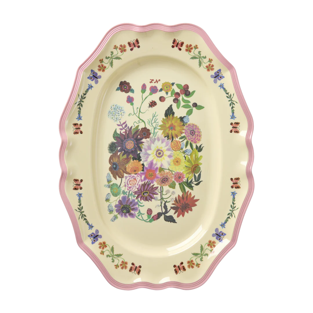 RICE Piatto da portata in melamina - Fiori Vintage Nathalie Lété - Apple Pie