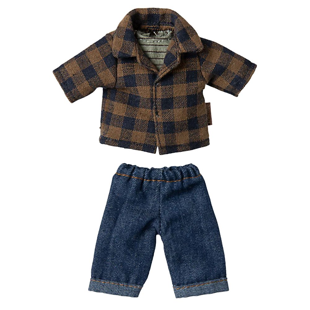 Maileg Topo Papà Camicia a Quadri Blu - Apple Pie