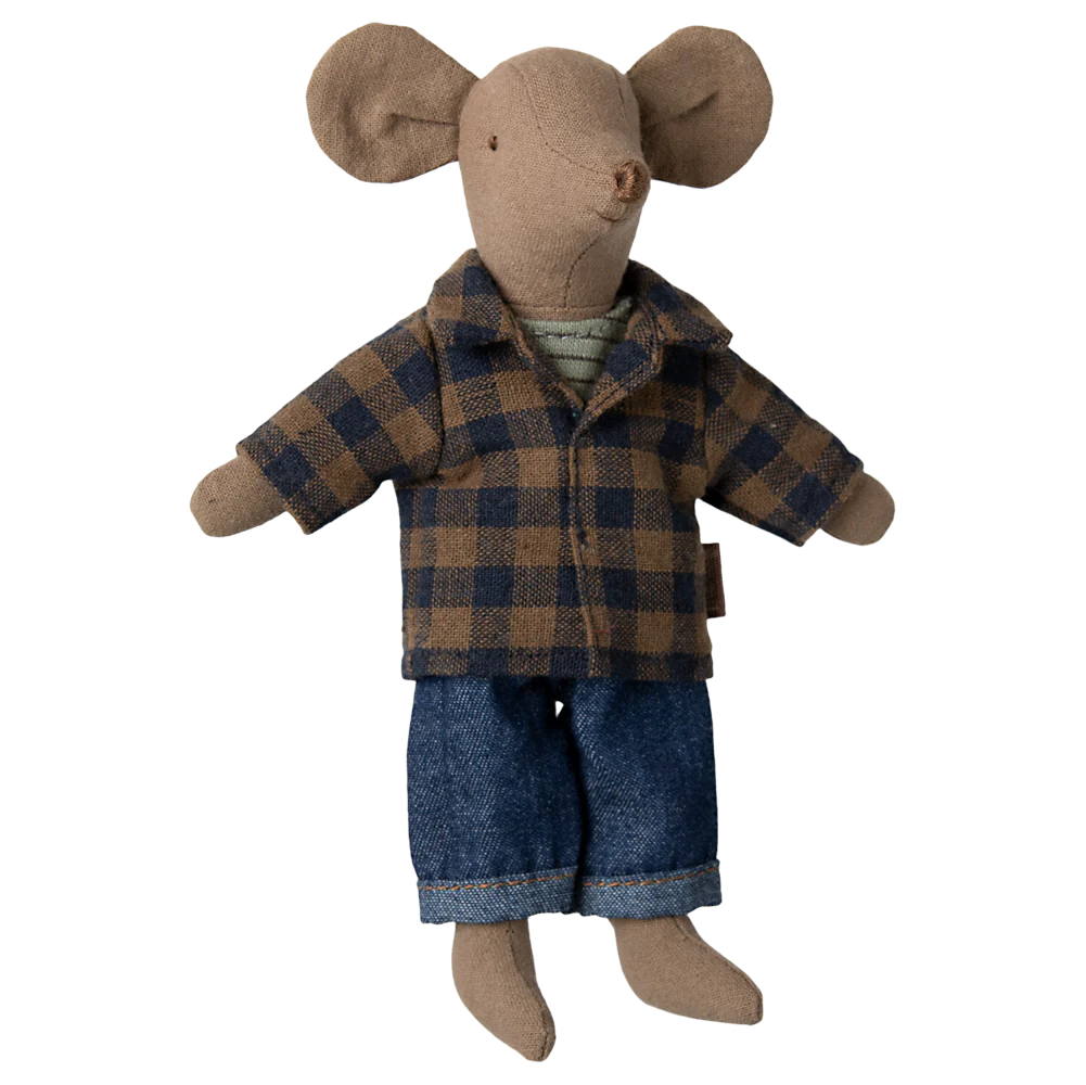 Maileg Topo Papà Camicia a Quadri Blu - Apple Pie