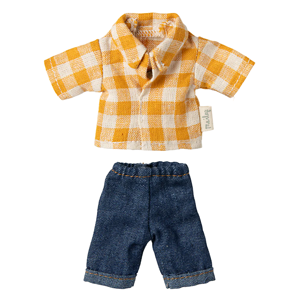 Maileg Topo Papà Camicia a Quadri Giallo - Apple Pie