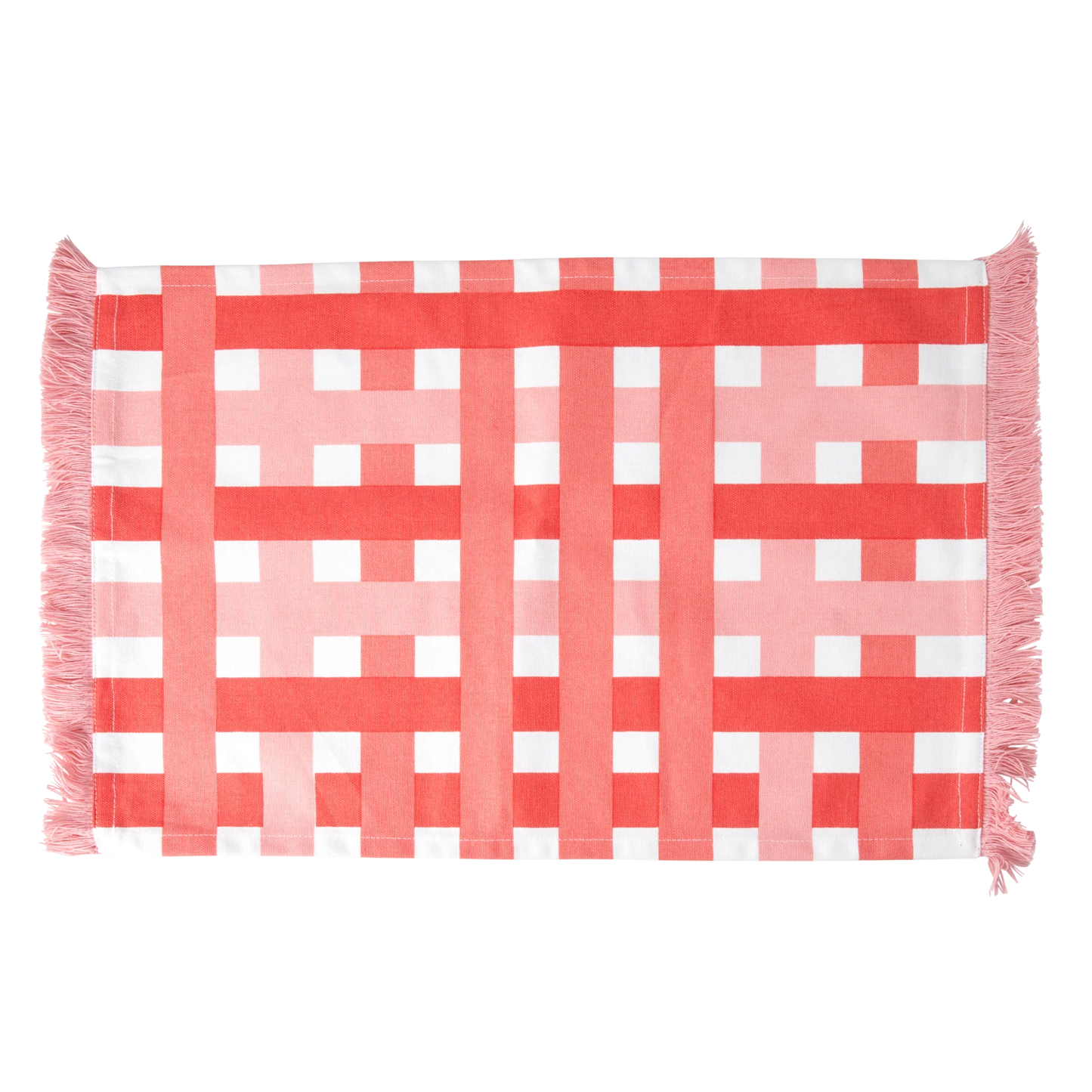 Tovaglietta americana in cotone rosso e rosa Rice, lavabile e perfetta per scuola o casa