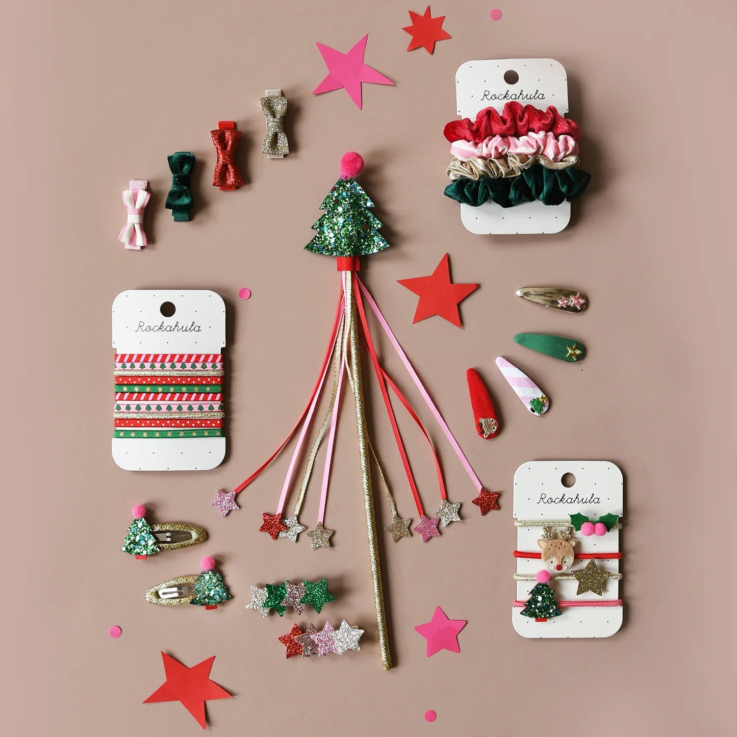 Rockahula Christmas Tree Glitter Clips – Fermagli Albero di Natale con Pom Pom