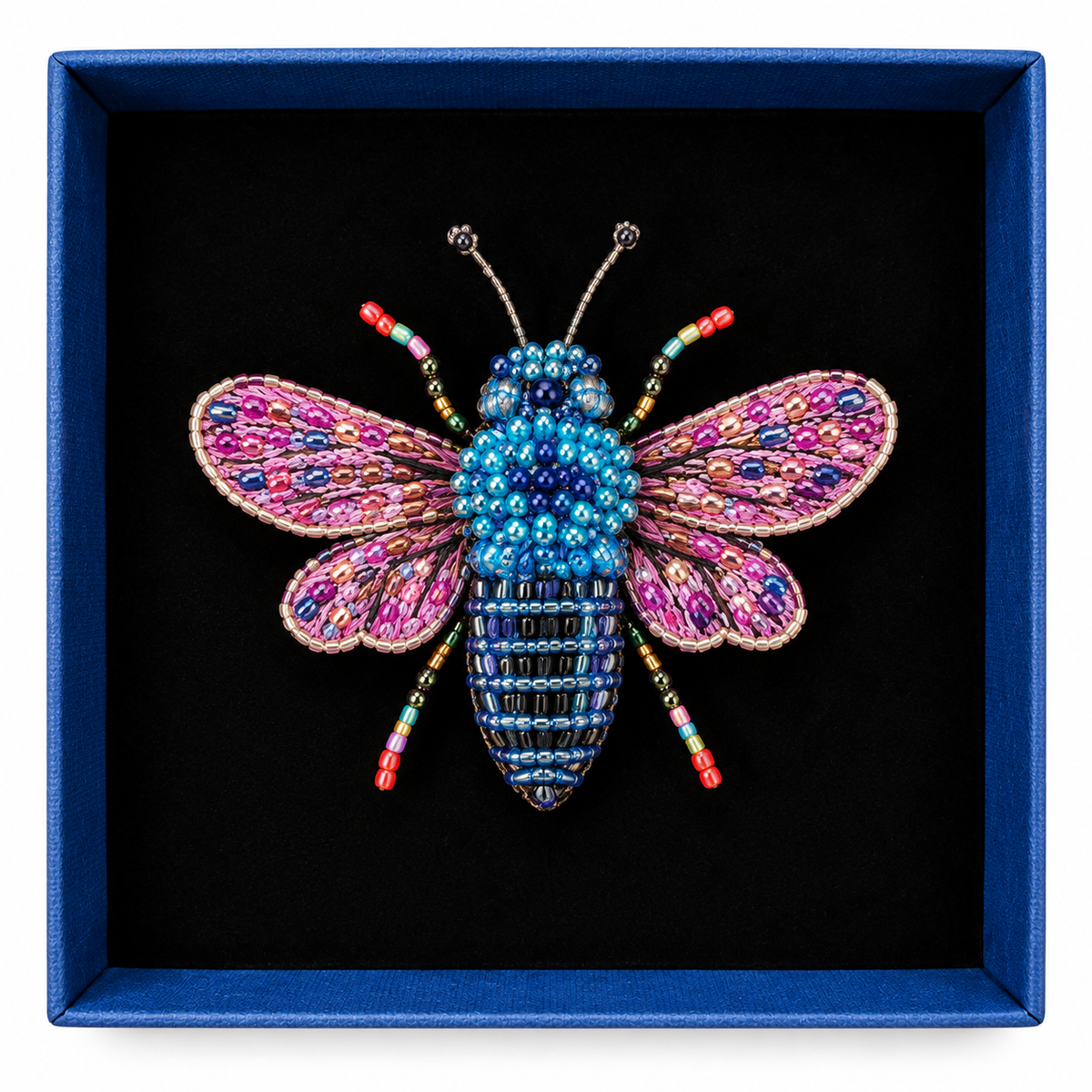 Trovelore Spilla Blue Bumble Bee Ricamata a Mano