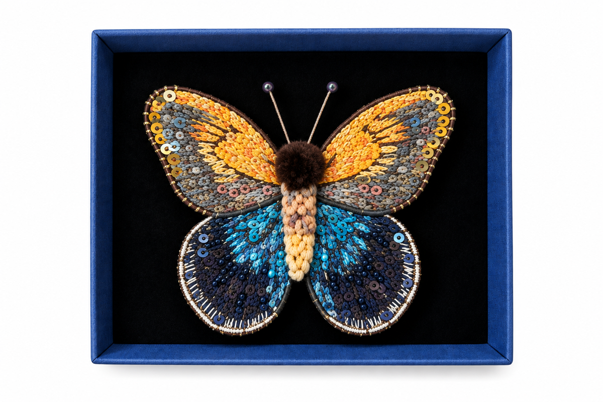 Trovelore Spilla Giant Owl Butterfly Ricamata a Mano