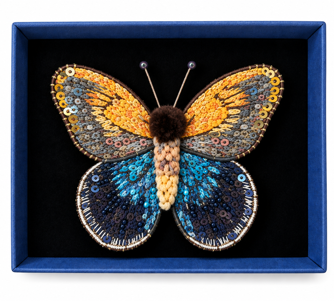Trovelore Spilla Giant Owl Butterfly Ricamata a Mano