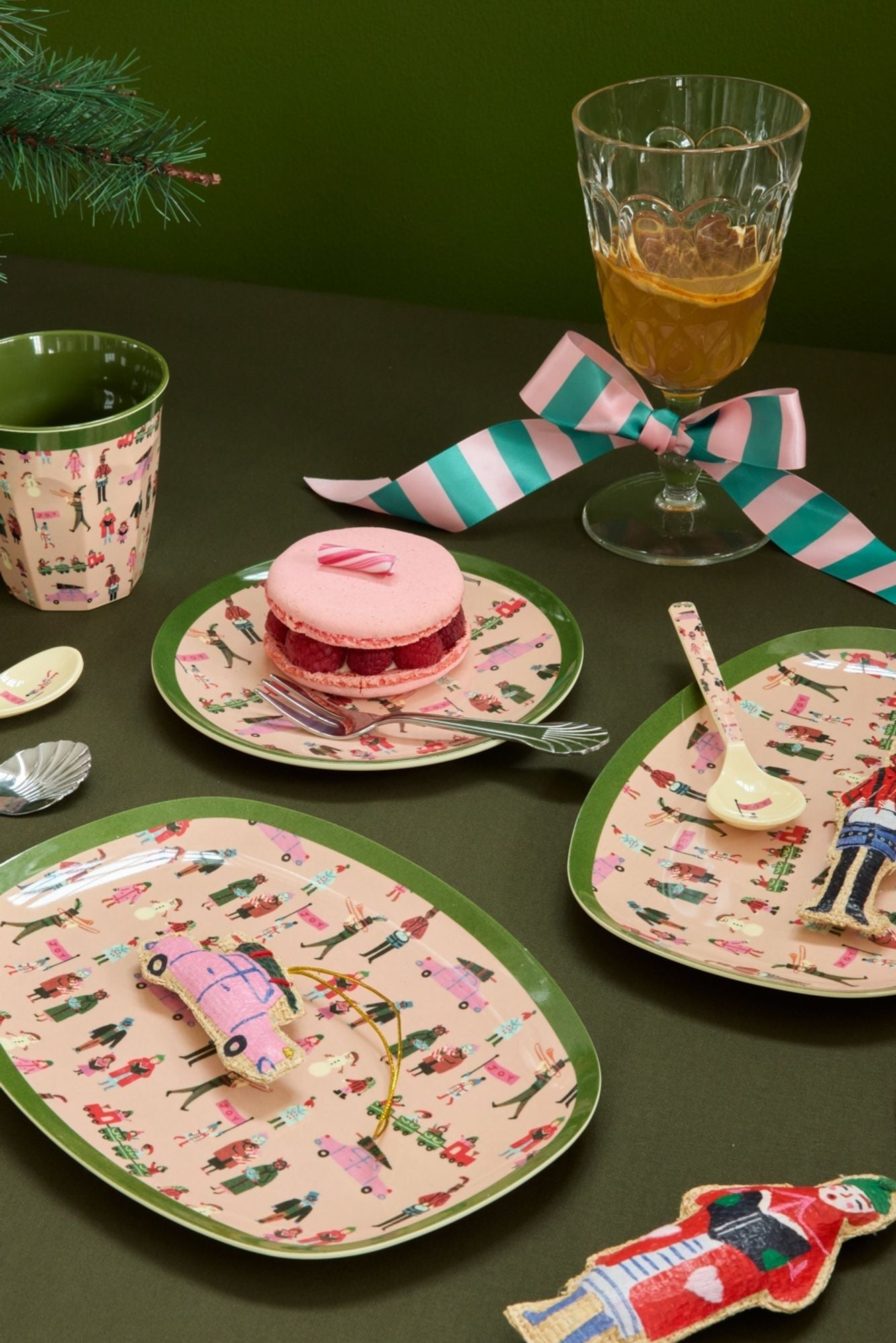 Rice Bicchiere Medio in Melamina – Rosa Polvere – Stampa Holiday