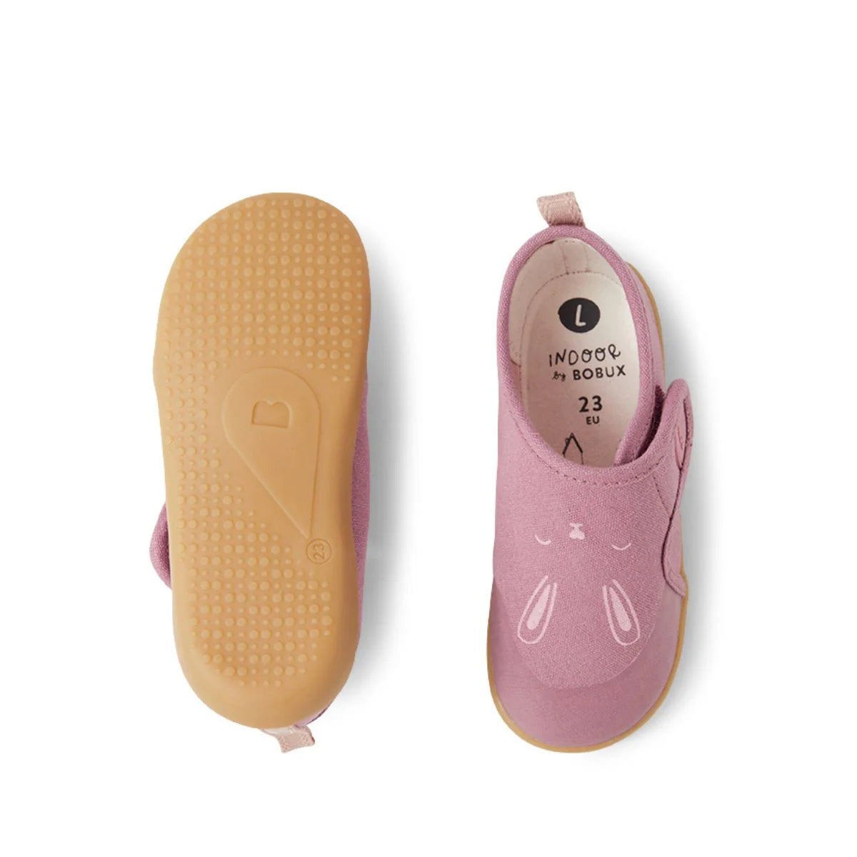 Scarpe indoor Bobux I Walk Nook Bunny Lilas in cotone biologico per bambini