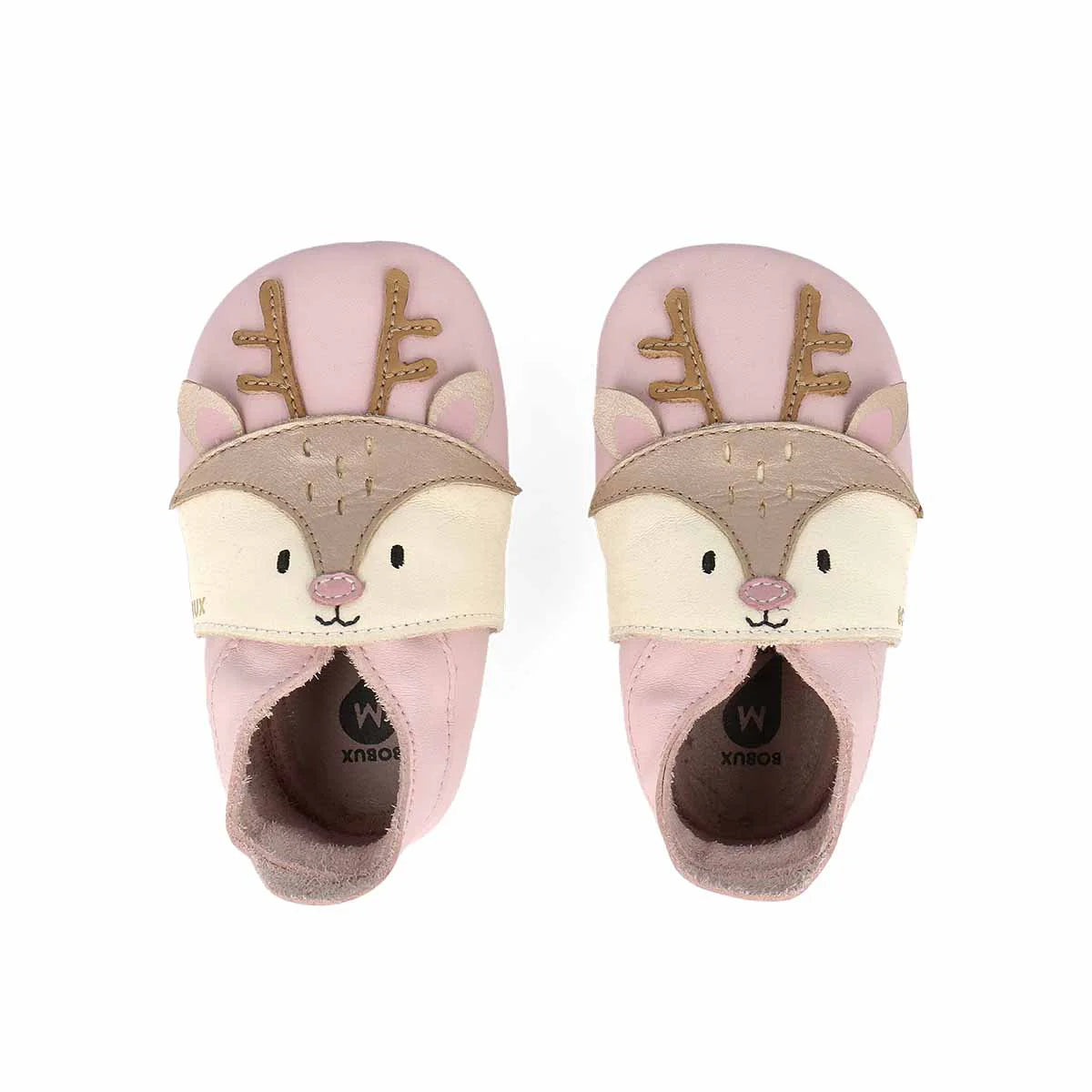 Scarpine Bobux Soft Sole Fawn Rosewater + Vanilla in pelle morbida per neonati e nido