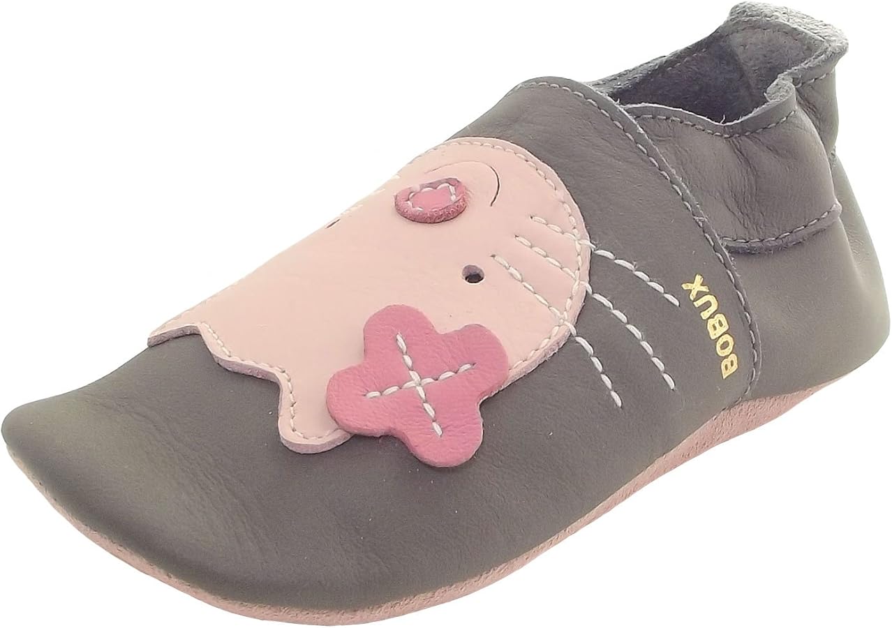 Bobux Soft Sole Gattino Grigio – Babbucce in Pelle per Neonati e Primi Passi