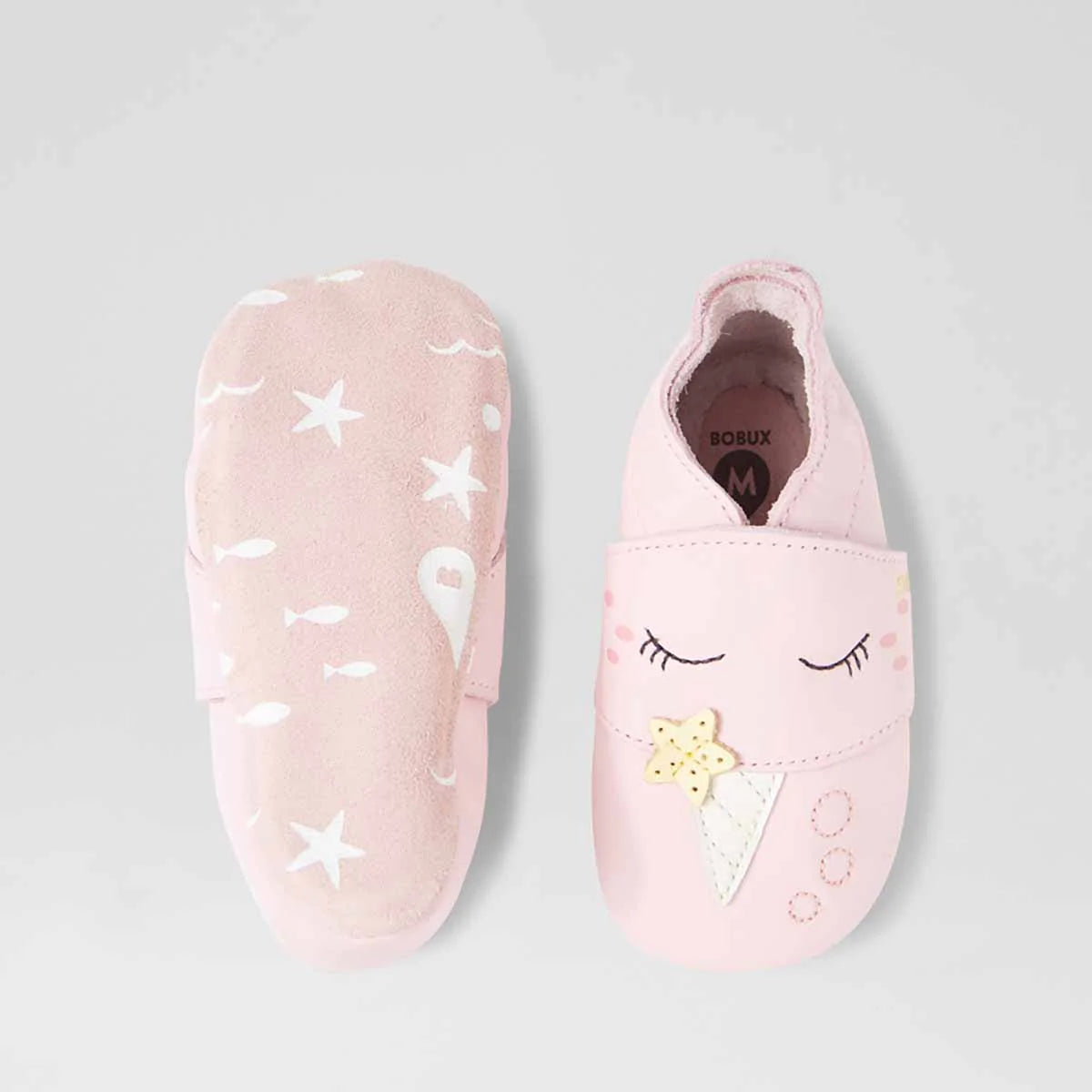 Scarpine Bobux Soft Sole Narwhal Parfait Pink in pelle morbida per neonati e nido