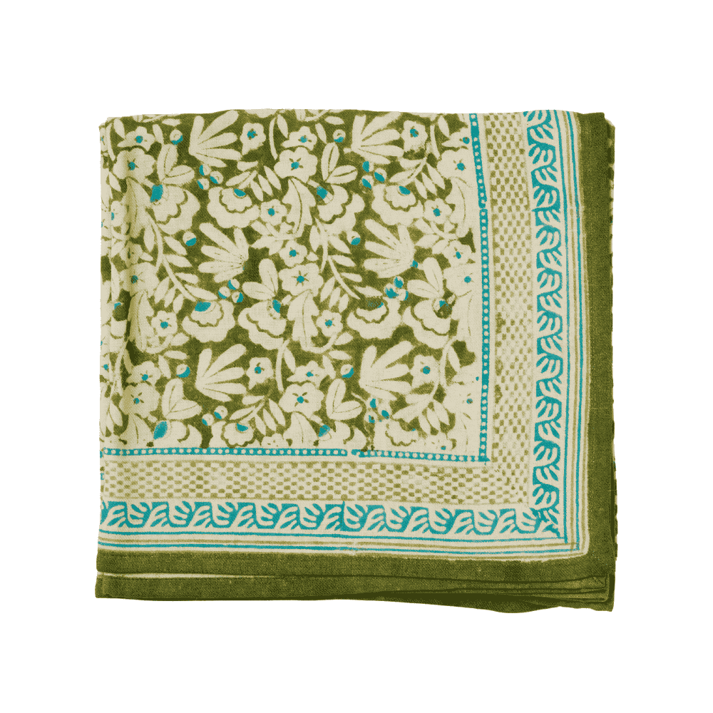 Foulard Bonheur du Jour Iris Leaf in cotone con stampa floreale indiana