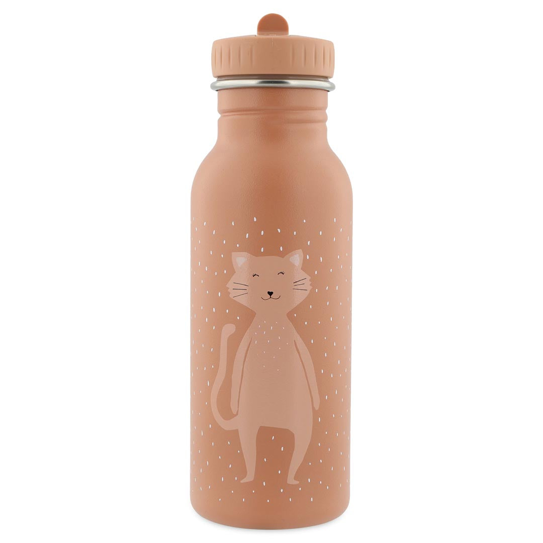 Vista frontale della borraccia Trixie Mrs. Gatto da 500 ml in acciaio inox con tappo a maniglia