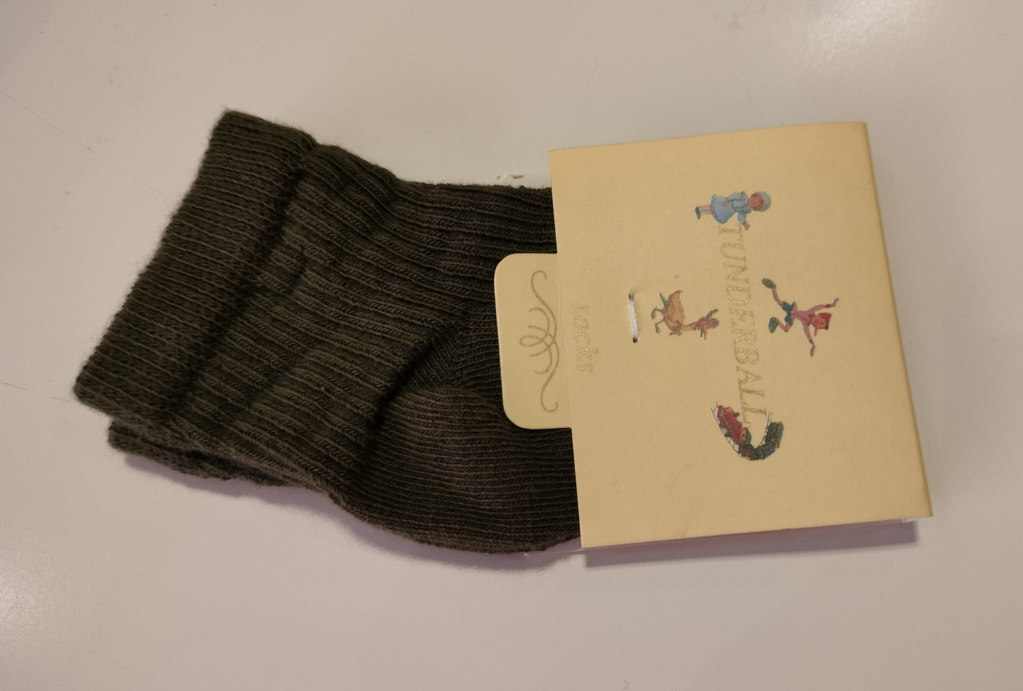 Tunderball Calzino in cotone verde bosco a coste