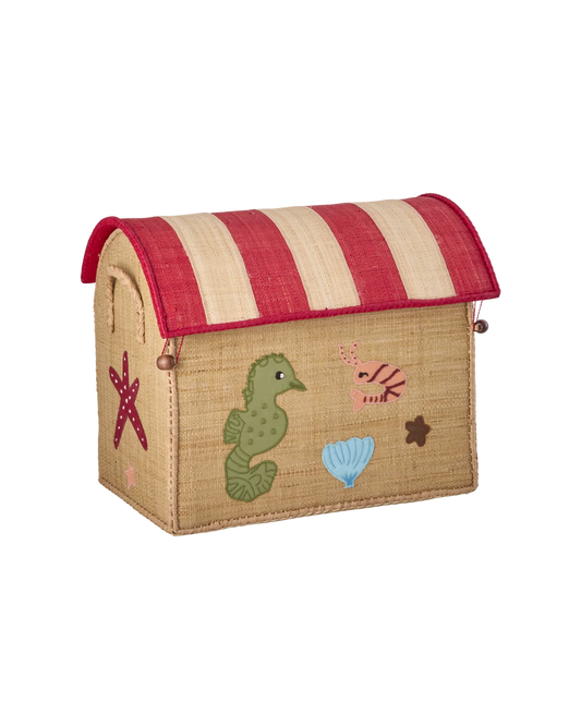 casetta in rafia piccola Rice Denmark a tema marino con cavalluccio