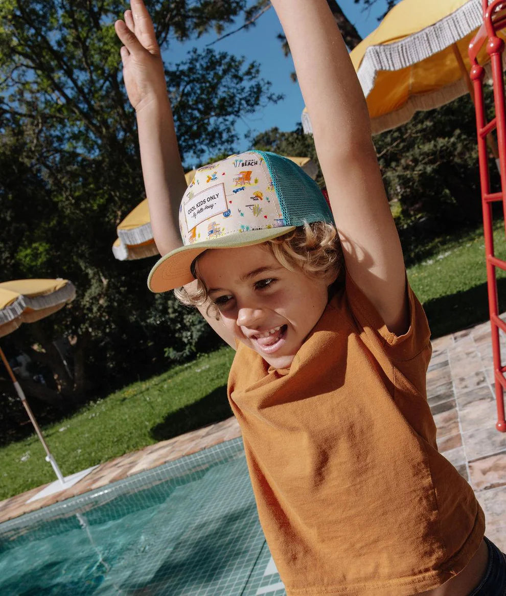 Cappellino Bambino Hello Hossy Miami Beach – Trucker Regolabile Eco-Friendly
