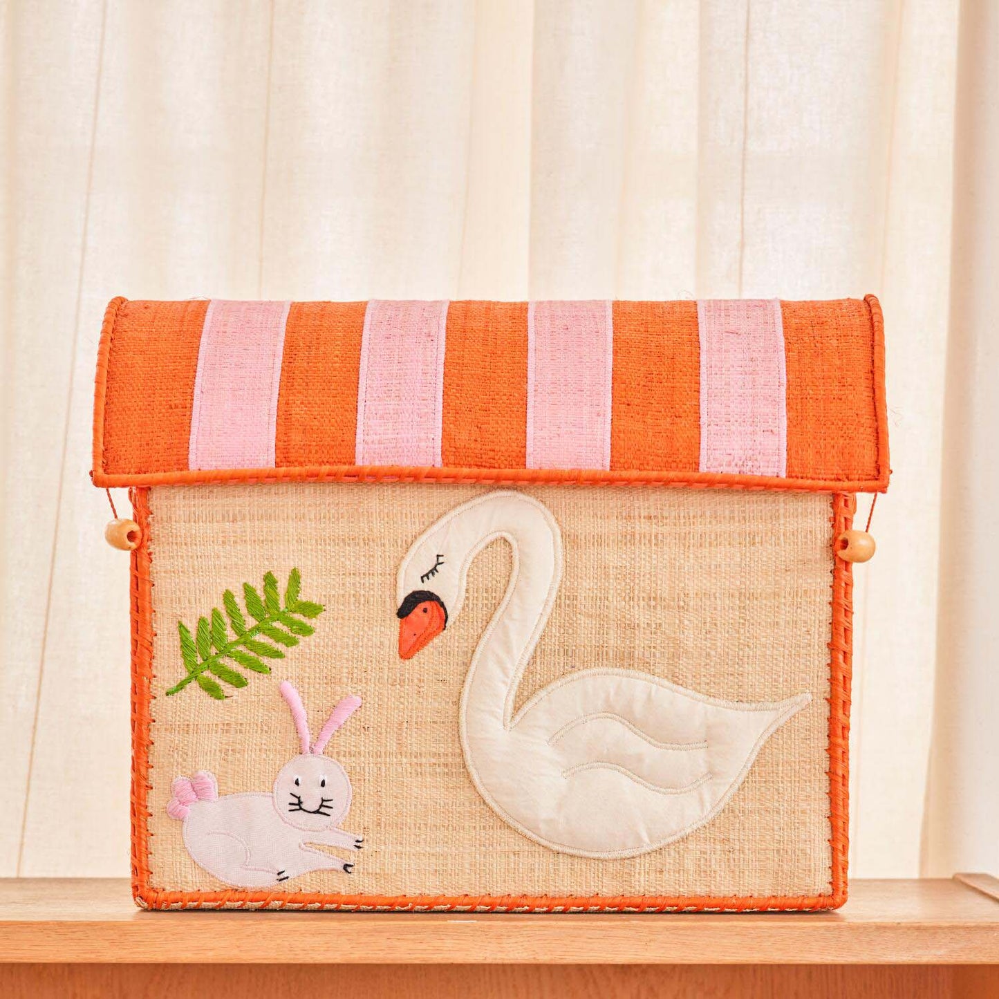 cesto porta giochi piccolo in rafia fatto a mano tema Wildlife per cameretta bambini