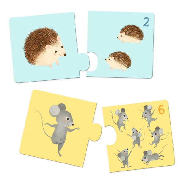 Djeco Puzzle Duo - Cuccioli e Numeri - Apple Pie