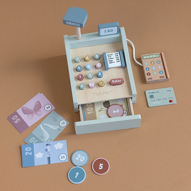 Little Dutch Registratore di Cassa in Legno con Scanner - Apple Pie