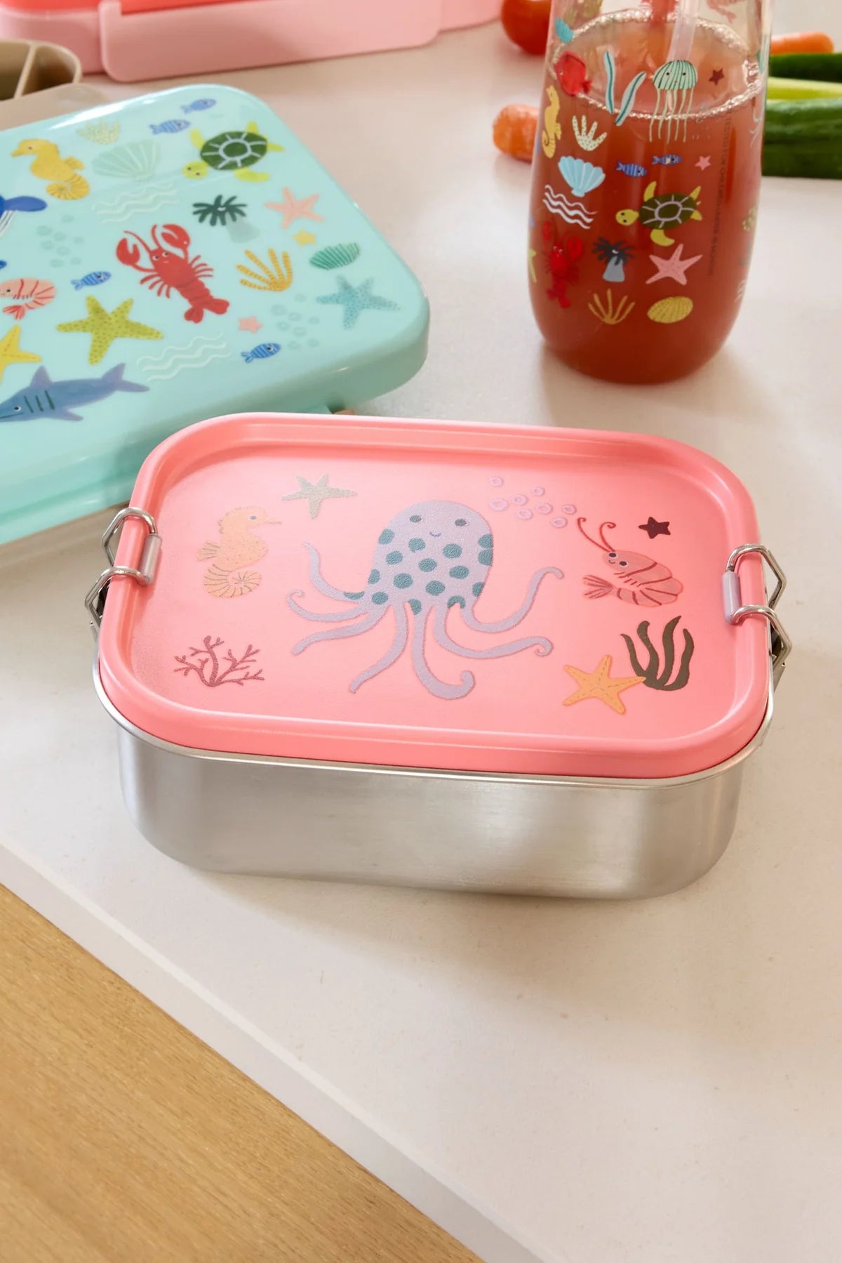 Lunch box Rice in acciaio inox Coral Ocean usata per la merenda a scuola