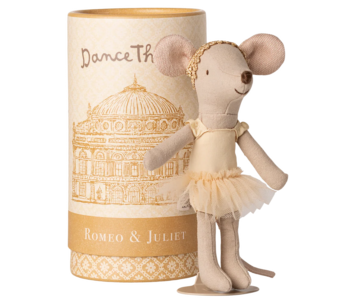 Topo Maileg ballerina sorella maggiore con tutù e tubo decorativo – collezione AI25